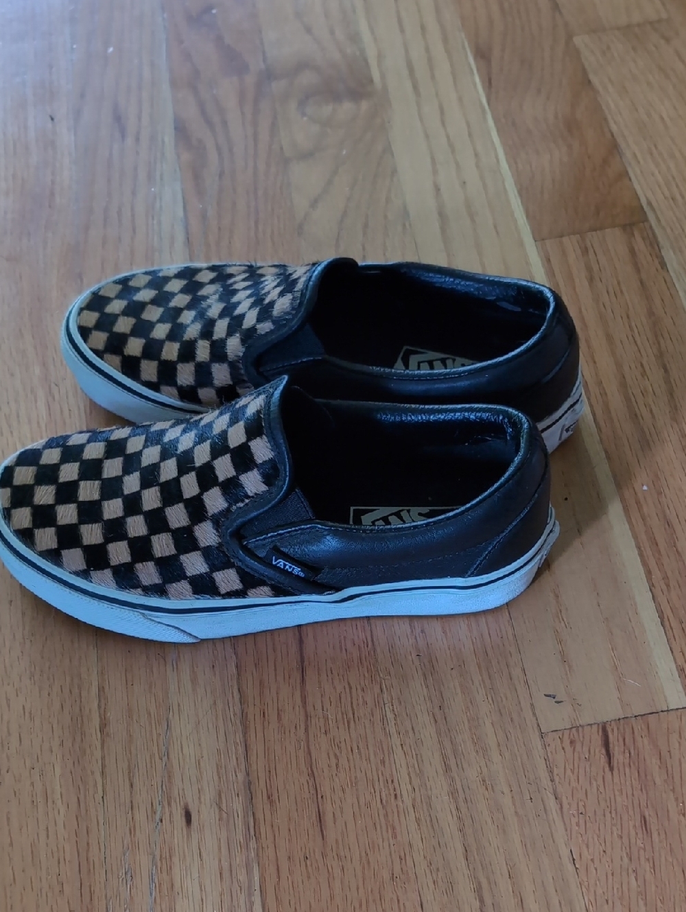 Vans Black and Tan Checkerboard Slip-On Shoes Size 5 Women Size 3.5 Men